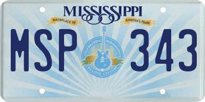 MS license plate MSP343