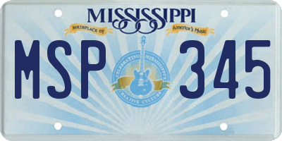 MS license plate MSP345