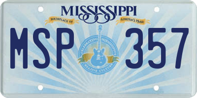 MS license plate MSP357