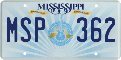 MS license plate MSP362
