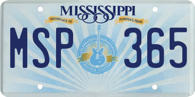MS license plate MSP365