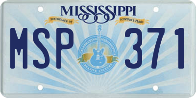 MS license plate MSP371