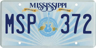 MS license plate MSP372