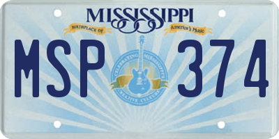 MS license plate MSP374