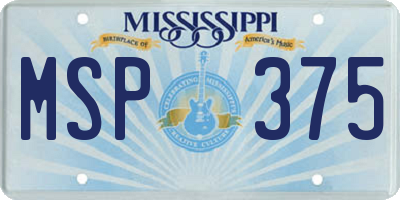 MS license plate MSP375