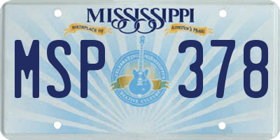 MS license plate MSP378