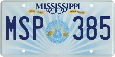 MS license plate MSP385