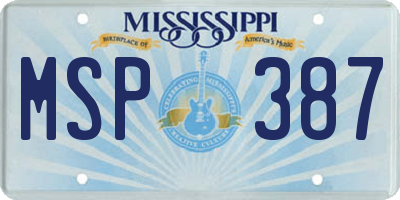 MS license plate MSP387