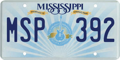 MS license plate MSP392