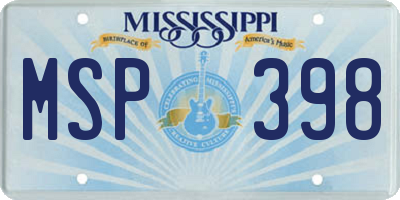 MS license plate MSP398