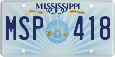 MS license plate MSP418