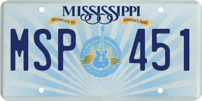 MS license plate MSP451