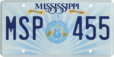 MS license plate MSP455