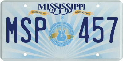 MS license plate MSP457