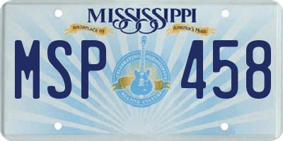 MS license plate MSP458