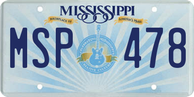 MS license plate MSP478
