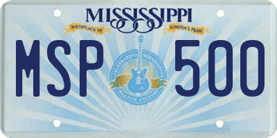 MS license plate MSP500