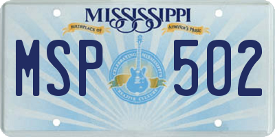 MS license plate MSP502