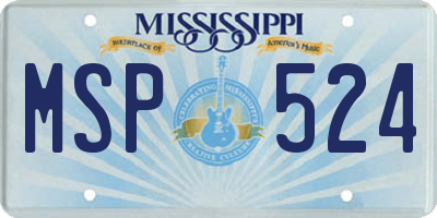 MS license plate MSP524