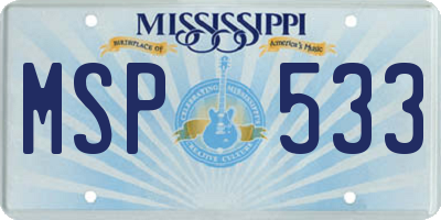 MS license plate MSP533