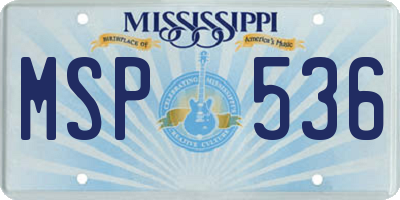 MS license plate MSP536