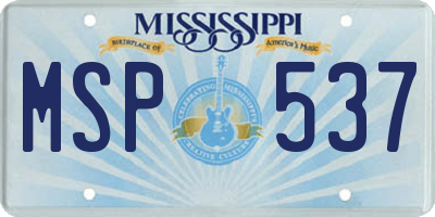 MS license plate MSP537