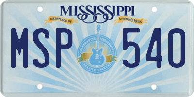 MS license plate MSP540