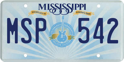 MS license plate MSP542