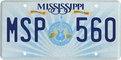 MS license plate MSP560