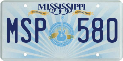 MS license plate MSP580