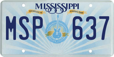 MS license plate MSP637