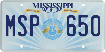 MS license plate MSP650