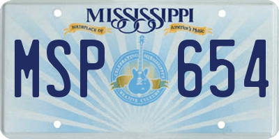 MS license plate MSP654