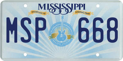 MS license plate MSP668