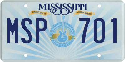 MS license plate MSP701