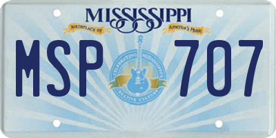 MS license plate MSP707