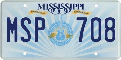 MS license plate MSP708