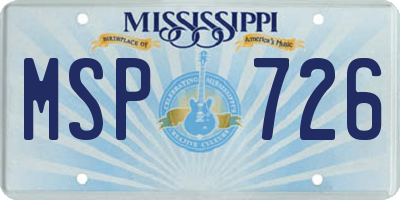MS license plate MSP726