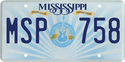 MS license plate MSP758