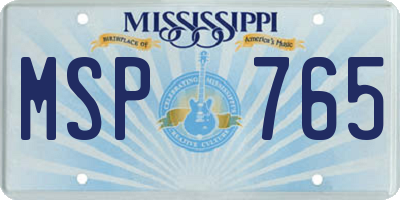 MS license plate MSP765