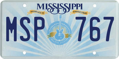 MS license plate MSP767