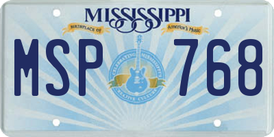 MS license plate MSP768
