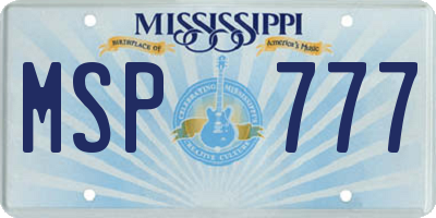 MS license plate MSP777