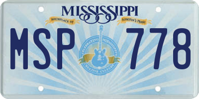 MS license plate MSP778