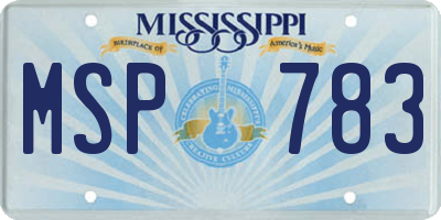MS license plate MSP783