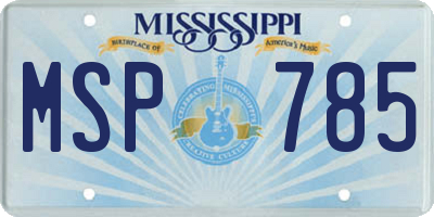 MS license plate MSP785
