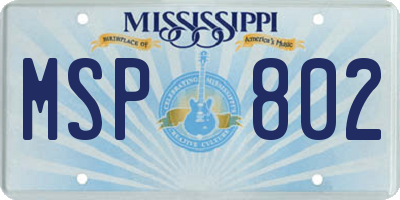 MS license plate MSP802