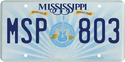 MS license plate MSP803