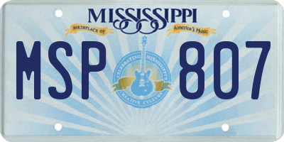 MS license plate MSP807
