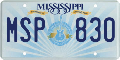 MS license plate MSP830